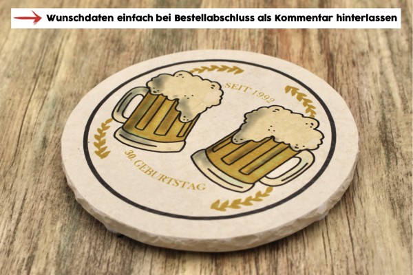 Geburtstagsmotiv Biergläser - Natursteinuntersetzer